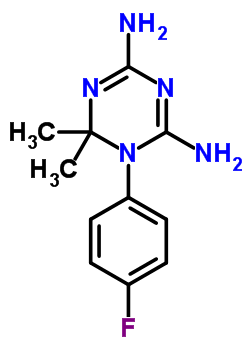 1-(4-氟苯基)-6,6-二甲基-1,3,5-三嗪-2,4-二胺結構式_77113-85-0結構式