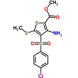3-氨基-4-[(4-氯苯基)磺?；鵠-5-(甲基硫代)噻吩-2-羧酸甲酯結(jié)構(gòu)式_845266-18-4結(jié)構(gòu)式