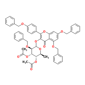 5,7-二-(芐氧基)-alpha-(4-(芐氧基)苯基)-3-[3,4-二-O-乙?；?alpha-O-乙?；?alpha-L-吡喃鼠李糖基氧基l]-4H-苯并吡喃-4-酮結(jié)構(gòu)式_849938-27-8結(jié)構(gòu)式