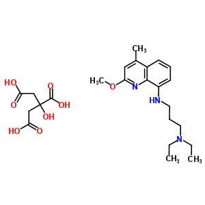 N,N-二乙基-N-(2-甲氧基-4-甲基-喹啉-8-基)丙烷-1,3-二胺結(jié)構式_88755-82-2結(jié)構式